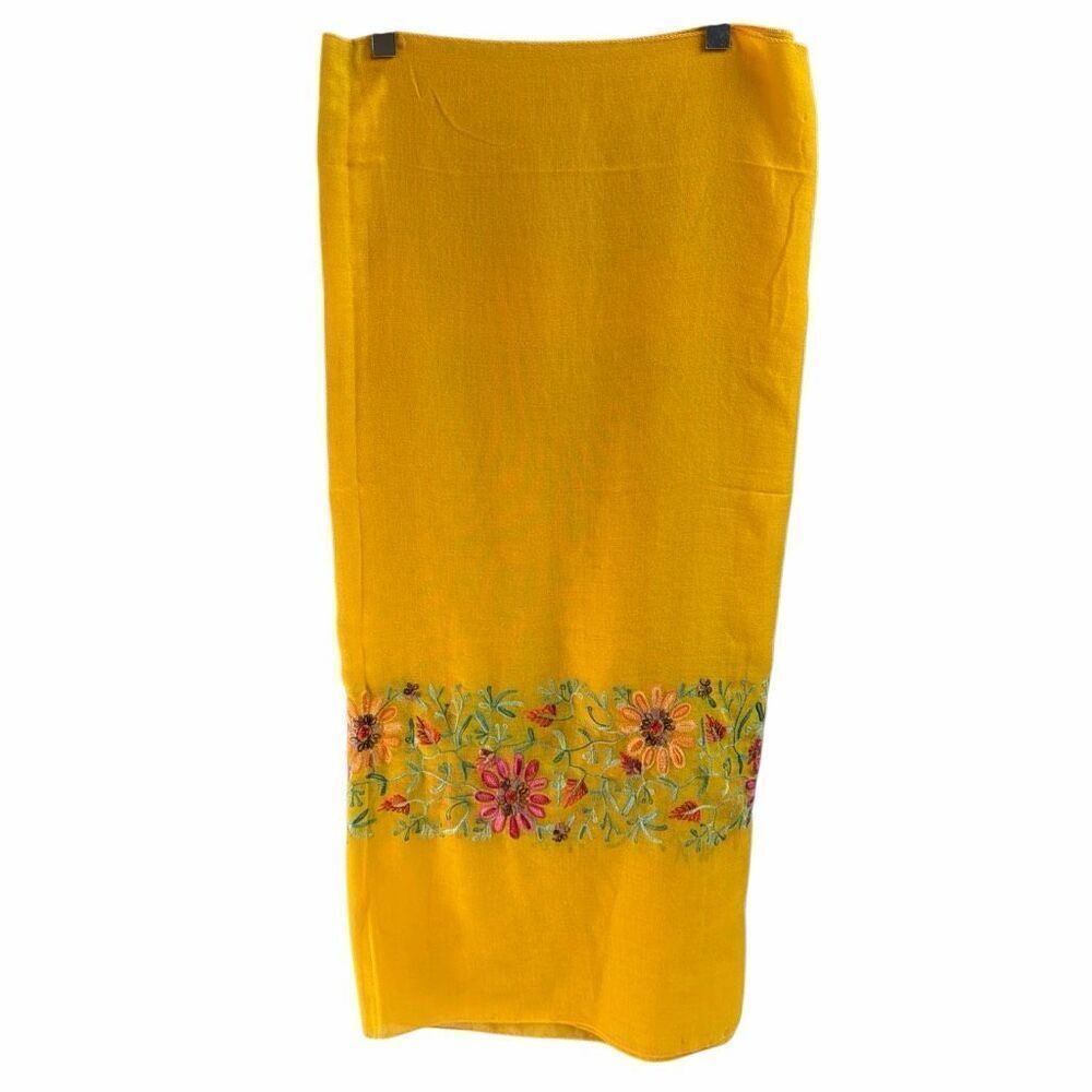 Floral Embroidered Sheer Scarf Wrap – 72” Long Boho Cottagecore Core Swim Cover